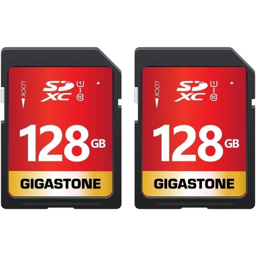 GIGASTONE 128GB SD Card 2-Pack, Full- Sized SD card (32mm * 24mm)
